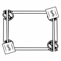 Flat Elegant Border Frame with Business Card and Dollar Sign Clean vector
