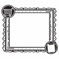 Flat Elegant Border Frame with Shopping Cart and Invoice Icon Clean vector