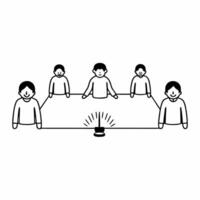 Flat Family playing dreidel around the menorah candid Hanukkah game Clean vector