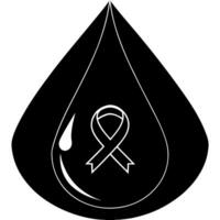 Flat Floating blood drop icon and awareness ribbon Clean vector