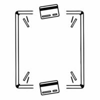 Flat Floating credit card and glowing shopping cart frame with copy space Clean vector