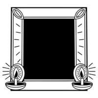 Flat Floating Diya and Bhai Dooj Coin Frame with Copy Space Clean vector