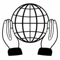 Flat Floating globe with hands holding it symbolizing global responsibility for Human Rights Day Clean vector