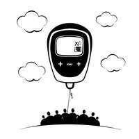 Flat Floating glucose meter and diabetes education icon Clean Set 2 vector