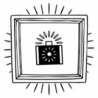 Flat Floating glowing gift box and sale badge frame with copy space Clean vector