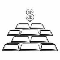 Flat Floating Gold Bars and Dollar Sign Clean vector