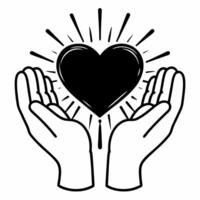 Flat Floating hand with a glowing heart symbolizing compassion for Human Rights Day Clean vector