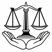 Flat Floating hand holding scales of justice symbolizing balance and rights for Human Rights Day Clean vector