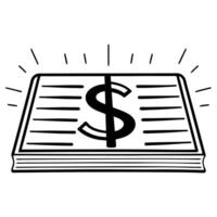 Flat Floating holographic dollar sign and a checkbook on a glossy white background with ample copy space Clean vector