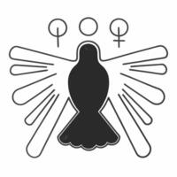 Flat Floating holographic dove with human rights symbols copy space Clean vector