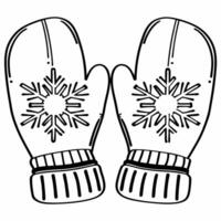Flat Floating holographic gloves and glowing snowflake with copy space Clean vector