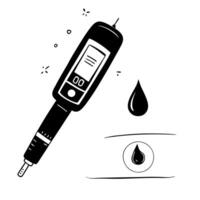 Flat Floating insulin pen and glucose strip with awareness text Clean vector