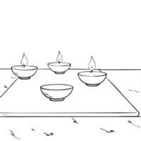 Flat Floating Labh Pancham diya and rangoli pattern with white background Clean Set 4 vector