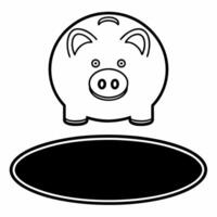 Flat Floating Piggy Bank with Coin Insertion Clean vector