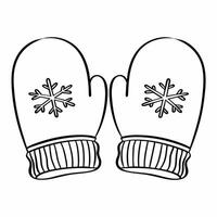 Flat Floating pair of winter mittens with snowflakes isolated on white Clean vector
