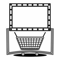 Flat Floating shopping cart and glowing sale tag frame with copy space for Cyber Monday Clean vector