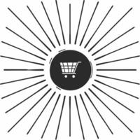 Flat Floating shopping cart and glowing sale tag frame with copy space for Cyber Monday Clean Set 2 vector