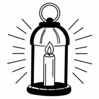 Flat Floating winter lantern with glowing light isolated on white background Clean vector