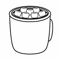 Flat Flying hot cocoa mug with marshmallows isolated on white background Clean vector