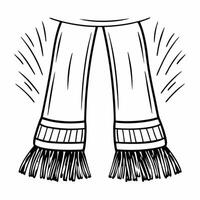Flat Flying scarf with flowing tassels isolated on white background Clean vector