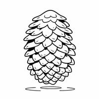 Flat Flying pinecone with frost covered edges isolated on white background Clean vector