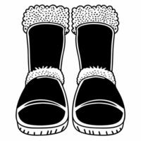 Flat Flying pair of snow boots with frost detailing isolated on white Clean vector