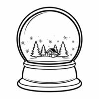 Flat Flying snow globe with miniature winter scene inside isolated on white Clean vector