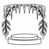 Flat Frost covered branches and icicles podium with copy space Clean vector