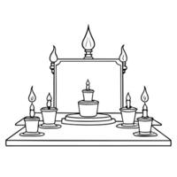 Flat Glossy background of a Labh Pancham altar with offerings Clean Set 6 vector