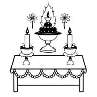 Flat Glossy background of a Labh Pancham altar with offerings Clean Set 2 vector