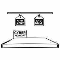 Flat Glossy background of Cyber Monday product showcase with glowing tags Clean Set 2 vector