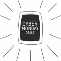Flat Glossy background of Cyber Monday deals on a glowing smartphone screen Clean vector