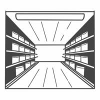 Flat Glossy background of digital store shelves with glowing products for Cyber Monday Clean vector