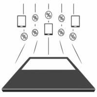 Flat Glossy background of floating tech gadgets with Cyber Monday discounts Clean Set 2 vector