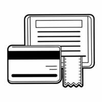 Flat Glossy Background with Credit Card and Receipt Clean vector