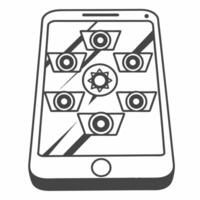 Flat Glossy background of smartphone with Cyber Monday sale notifications Clean vector