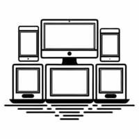 Flat Glossy Background with Digital Marketing Icons and Devices Clean vector