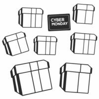 Flat Glossy background with floating digital gift boxes for Cyber Monday Clean vector