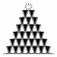 Flat Glossy Champagne Pyramid Clean vector