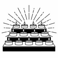 Flat Glossy Diwali diyas arranged on a stairway with glowing light trails creating a warm and festive background Clean vector