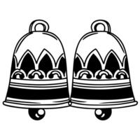 Flat Glossy Diwali temple bells with glowing patterns set against a dark and elegant background Clean vector