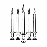 Flat Glossy Hanukkah candles on a mirrored surface dark background copy space Clean vector