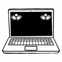 Flat Glossy laptop with holographic Diwali lanterns and floating diyas isolated with modern copy space Clean Set 5 vector