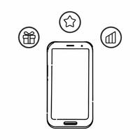 Flat Glossy Smartphone with Floating Retail and Business Icons Clean vector