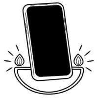 Flat Glossy smartphone with holographic cocktail shaker floating beside isolated on white Clean Set 7 vector