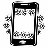 Flat Glossy smartphone with holographic cocktail shaker floating beside isolated on white Clean Set 6 vector