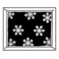 Flat Glossy snowflakes on glass with foggy breath and copy space Clean vector