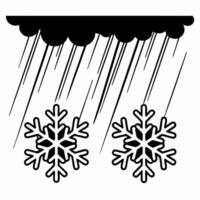 Flat Glossy snowflakes falling against a dark sky with copy space Clean vector