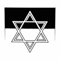 Flat Glossy Star of David floating on dark gradient background with copy space Clean vector
