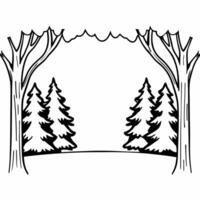 Flat Glossy winter forest with snow covered trees and clear copy space Clean vector